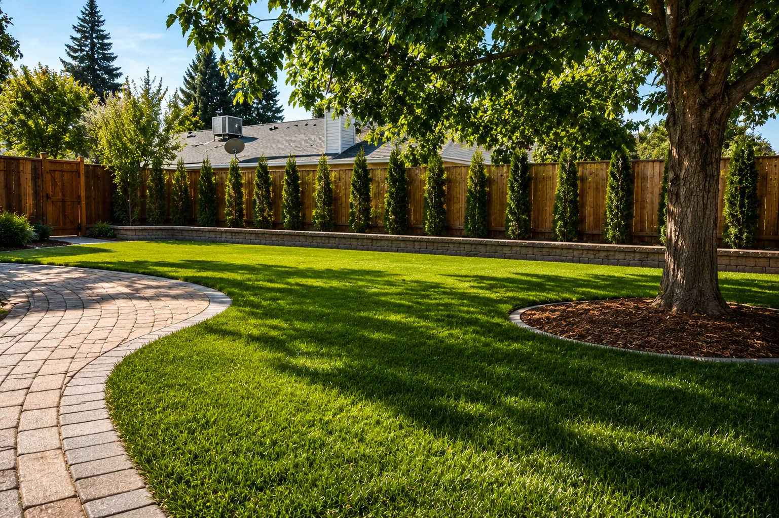 Fresh planting installation for a finished landscape